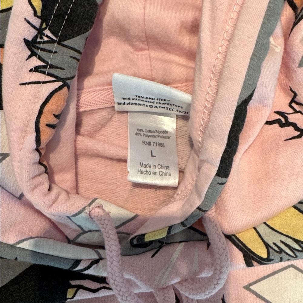 Pink Cartoon Character Hoodie Tom & Jerry Size L (CL) - Picture 4 of 12